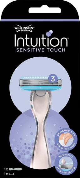 Wilkinson Woman Intuition Sensitive Touch - Scheermes met 3 curve-sensing mesjes - Wit Blauw Zilver