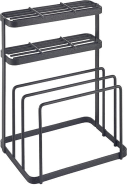 Metaltex - Snijplankenrek - Messenhouder - Organisatierek voor Messen en Snijplanken - Zwart - 16x12x22 cm