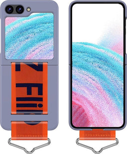Lunso - Geschikt voor Samsung Galaxy Z Flip5 - Hoes met band - Lavender/Oranje