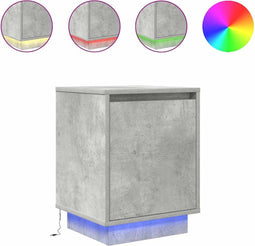 vidaXL - Nachtkastjes - met - led-verlichting - 2 - st - 38x34x50 - cm - betongrijs
