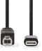 Nedis CCGP60650BK10 - USB B naar USB type-C kabel - 100 cm - Zwart