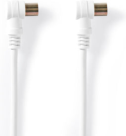 Nedis Coaxkabel | IEC (Coax) Male | IEC (Coax) Female | Vernikkeld | 75 Ohm | Dubbel Afgeschermd | 1.50 m | Rond | PVC | Wit | Label