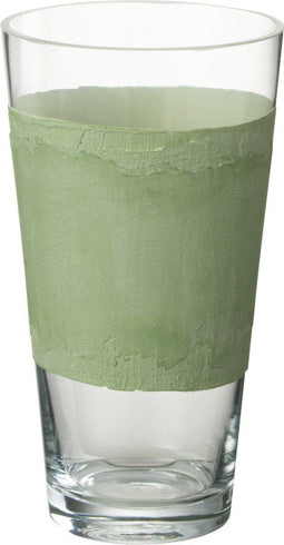 J-Line vaas Delph - glas - transparant/groen - extra small - 25 cm hoog