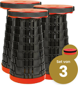 Opvouwbare kruk extra strong rood per 3 - telescopische kruk - 250 kg - inklapbare kruk - draagbaar - kampeerstoel - opstapkrukje