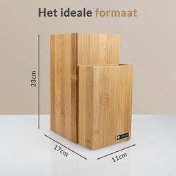 Dymund Messenblok - Universeel - Voor ± 15 Messen - Duurzaam FSC Hout - Bamboe