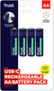 Trust 25631 - Oplaadbare AA-batterijen - 1700mAh - USB-C - Groen (4 stuks)