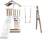 AXI Beach Tower Speeltoestel in Bruin/Wit - Speeltoren met Enkele Schommel, Witte Glijbaan en Zandbak - FSC hout - Speelhuis op palen voor de tuin
