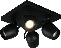 Lucide PRESTON - Plafondspot Badkamer - 4xGU10 - IP44 - Zwart