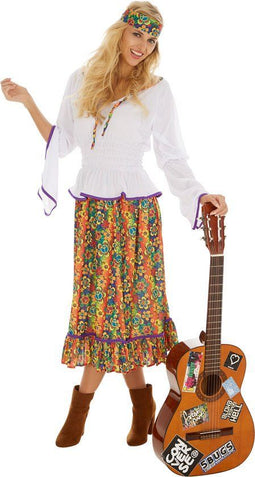 Dressforfun Lady Love & Peace - Vrouwenkostuum - Hippie stijl - XXL