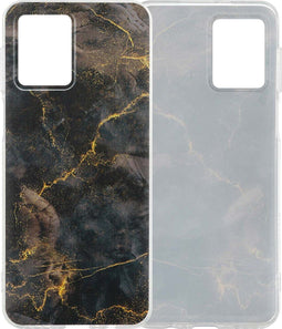imoshion Hoesje Geschikt voor Motorola Moto G54 Hoesje Siliconen - imoshion Design hoesje - Meerkleurig / Black Marble