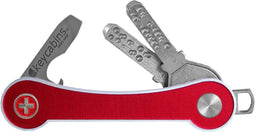 Keycabins Multitool Sleutelhouder - Key Organizer tot en met 12 Sleutels - Keychain Sleutelhanger met Bieropener - Aluminium - Rood