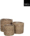 Mica Decorations Atlantic Plantenmand - Set van 3 - H12 x Ø12 cm H14 x Ø14 cm H16 x Ø16 cm - Zeegras - Lichtbruin (set van 3)