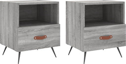 vidaXL - Nachtkastjes - 2 - st - 40x35x47,5 - cm - bewerkt - hout - grijs - sonoma - eiken