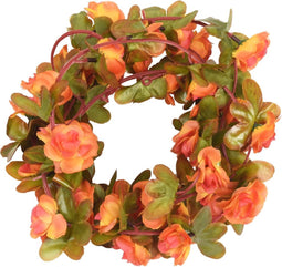 Kerstslingers met bloemen 6 st 250 cm oranje