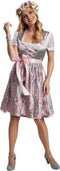 Dressforfun Mini-Dirndl Sonthofen model 2 - Verkleedkleding - Vetersluiting en tule schort - Zilver en roze