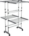 vidaXL - Droogrek - 2-laags - met - wieltjes - 60x70x106 - cm - zilverkleurig