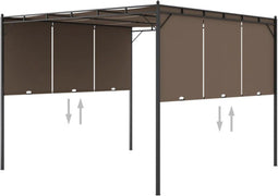vidaXL - Tuinprieel - met - zijgordijn - 3x3x2,25 - m - taupe