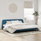 vidaXL - Bedframe - met - hoofdeinde - fluweel - blauw - 200x200 - cm