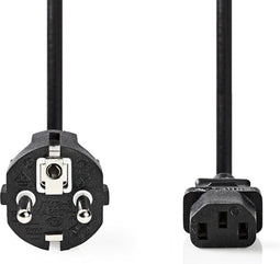 Stroomkabel - Type F (CEE 7/7) Male - IEC-320-C13 - Recht - Recht - Vernikkeld - 2.00 m - Rond - PVC - Zwart - Label