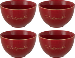 J-Line kom 'Tout Est Possible' - porselein - rood/goud - small - 4 stuks
