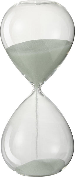 J-Line zandloper - glas/zand - wit - medium