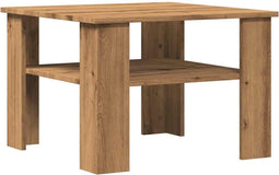 vidaXL - Salontafel - 60x60x42 - cm - bewerkt - hout - artisanaal - eikenkleur