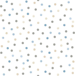 Noordwand - Behang - Mondo - baby - Confetti - Dots - wit/blauw/grijs/beige