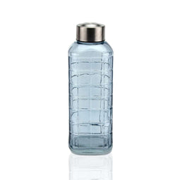 Waterfles Versa Blauw Glas Aluminium 1 L 8,2 x 23,5 x 8,2 cm