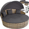 tectake® Zonne eiland Santorini II - Loungebed 2 Personen - Multifunctioneel Ligbed met Zonnescherm - Naturel