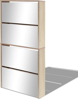 vidaXL - Schoenenkast - met - 4 - spiegels - 63x17x134 - cm - eikenhout