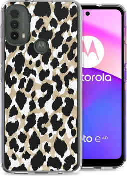 iMoshion Hoesje Geschikt voor Motorola Moto E40 / Moto E30 Hoesje Siliconen - iMoshion Design hoesje - Goud / Golden Leopard
