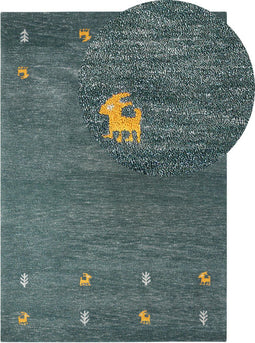 CALTI - Modern vloerkleed - Donkergroen - 140 x 200 cm - Wol