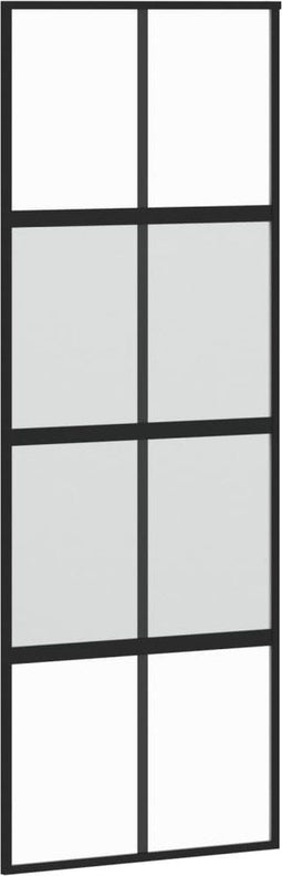 vidaXL - Schuifdeur - 76x205 - cm - gehard - glas - en - aluminium - zwart