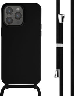 imoshion Hoesje Geschikt voor iPhone 15 Pro Max Hoesje Met Koord - imoshion Siliconen hoesje met koord - Zwart