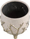 PTMD Quin Cream Ceramic Pot Gold Branches Base Low L