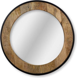 HSM Collection Wangspiegel rond - ø70x5 - Naturel/zwart - Teakhout