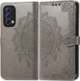 iMoshion Hoesje Geschikt voor Oppo Find X3 Lite Hoesje Met Pasjeshouder - iMoshion Mandala Bookcase - Grijs