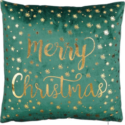 Kussen merry christmas groen - l40xb40xh10cm.