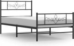 vidaXL - Bedframe - met - hoofd- - en - voeteneinde - metaal - zwart - 80x200 - cm
