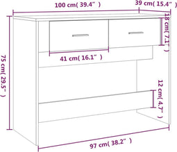 VDXL Wandtafel 100x39x75 cm bewerkt hout wit