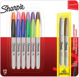 Sharpie Permanent markers | Fijne punt | 12 kleuren en 2 metallic stiften