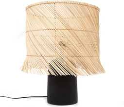 De Rattan Tafellamp - Zwart Naturel