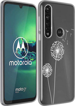 iMoshion Hoesje Geschikt voor Motorola Moto G8 Power Hoesje Siliconen - iMoshion Design hoesje - Wit / Transparant / Dandelion