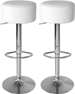 Elegante Barkrukken met Witte Zitting en Verstelbare Hoogte - Keukenstoel - Set van Twéé