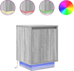 vidaXL - Nachtkastje - met - LED-verlichting - 38x34x50 - cm - grijs - sonoma
