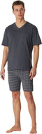 Schiesser Heren Shortama - Korte broek - V-hals - Antraciet - Maat L