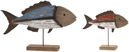 Home ESPRIT - Decoratieve figuren - Metaal Paulownia hout - Blauw Rood Natuurlijk 50 x 8 x 22 cm (2 stuks)