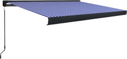 vidaXL - Luifel - handmatig - 450x300 cm - blauw en wit