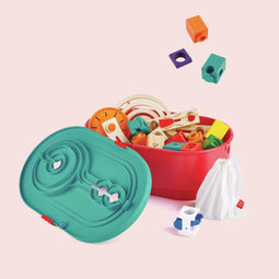 Hape - Quadrilla Stack Track Bucket Set - 90 onderdelen - inclusief spiraalrechter