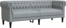 vidaXL - Driezitsbank - Chesterfield-stijl - stof - lichtgrijs